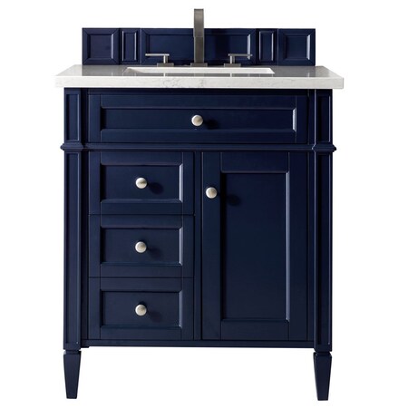 James Martin Vanities Brittany 30in Single Vanity, Victory Blue w/ 3 CM Carrara Marble Top 650-V30-VBL-3CAR